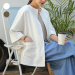 Veste d'automne vintage ample en coton et lin