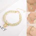 Wotian Jade Bracelet Porte-bonheur en Feuille d'Or