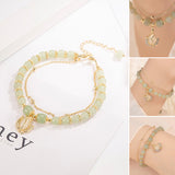 Wotian Jade Bracelet Porte-bonheur en Feuille d'Or