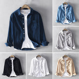 Chemises décontractées pour hommes de couleur unie avec boutons