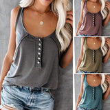 Chemise décontractée sans manches de couleur unie