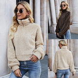 Sweat-shirt en molleton à manches longues et fermeture éclair pour femmes