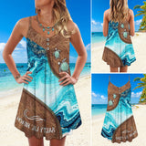 Robe Á Bretelles Spaghetti Imprimée Á Glissière