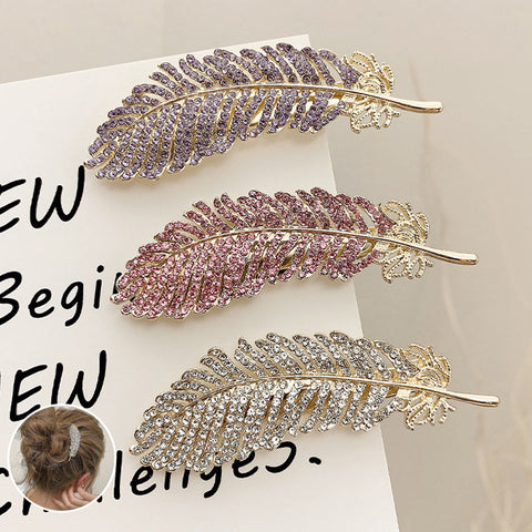 Barrette à plumes de diamant