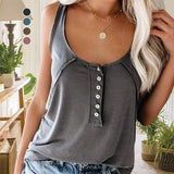 Chemise décontractée sans manches de couleur unie