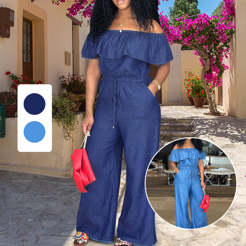 Combinaison sexy à une épaule à volants et cordon de serrage