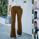 Pantalon en velours côtelé avec taille élastiquée