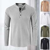 T-shirts décontractés à manches longues Henley pour hommes
