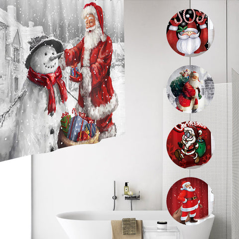 💖Rideau de douche de Noël Version dessin animé du Père Noël💖