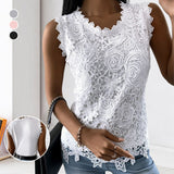 Gilet en dentelle décontracté et élégant avec une encolure ronde