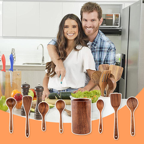 Ensemble de couverts en bois de teck