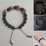 Bracelet de Perles d'Onyx de l'Armée du Crâne en Argent Sterling