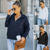 Sweat-shirt à col roulé de couleur unie