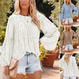 Elégant chemisier unicolore à manches longues