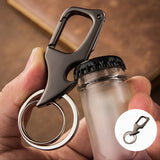 Ouvre-bouteille pendentif multifonctionnel porte-clés en métal à double anneau