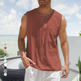 t-shirt en coton et lin à lacets