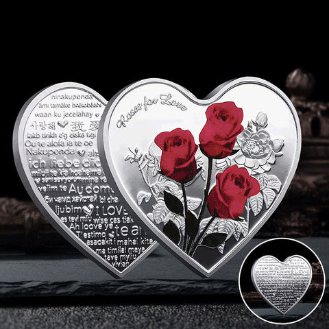 Pièce commémorative rose en forme de coeur