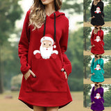 Robe pull à capuche à manches longues avec imprimé de Noël
