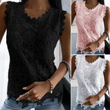 Gilet en dentelle décontracté et élégant avec une encolure ronde