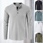 T-shirts décontractés à manches longues Henley pour hommes