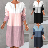 Robe Bloc de Couleur Avec Fermeture Éclair