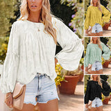 Elégant chemisier unicolore à manches longues