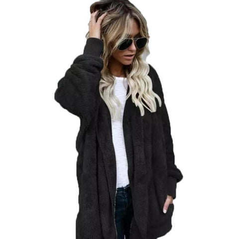 Manteau moelleux à capuche d'hiver pour femme - ciaovie