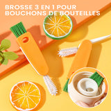 Brosse de nettoyage multifonctionnelle pour couvercle de tasse 3 en 1
