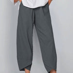 neuvième pantalon décontracté en coton et lin