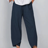 neuvième pantalon décontracté en coton et lin