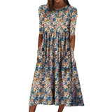 Robe de poche imprimée à col rond