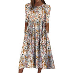 Robe de poche imprimée à col rond