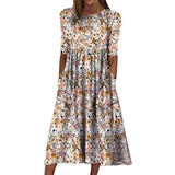 Robe de poche imprimée à col rond