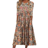 Robe de poche imprimée à col rond