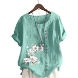 Chemise En Lin Et Coton Á Fleurs