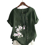 Chemise En Lin Et Coton Á Fleurs