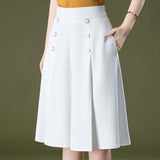 Pantalon à Jambe Large Drapé De Glace à Taille Haute