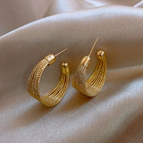 Boucles d'Oreilles Brossées en Forme de C