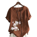Chemise En Lin Et Coton Á Fleurs