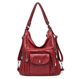 Sac à bandoulière vintage en cuir PU de couleur unie