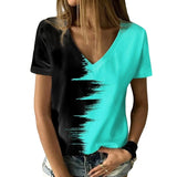 T-shirt à col en V contrasté