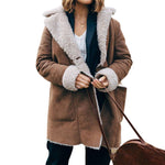 Veste en Peluche Épaisse à Revers
