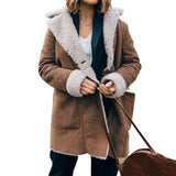 Veste en Peluche Épaisse à Revers