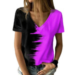 T-shirt à col en V contrasté
