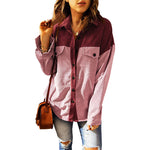 Veste de chemise décontractée à revers lâche colorblock pour dames