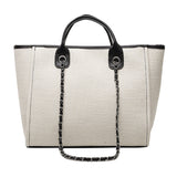 Sac fourre-tout en toile à bandoulière pour femmes, sac seau à sangle en chaîne