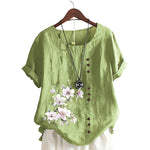 Chemise En Lin Et Coton Á Fleurs