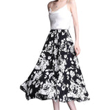 Jupe trapèze mi-longue coupe ajustée élastique simple