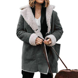 Veste en Peluche Épaisse à Revers