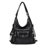 Sac à bandoulière vintage en cuir PU de couleur unie